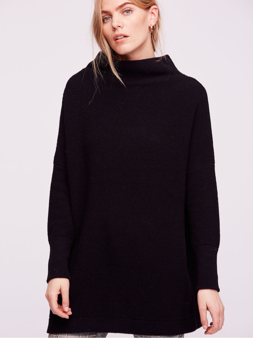 Free People Ottoman Slouchy Tunic Sweater in black